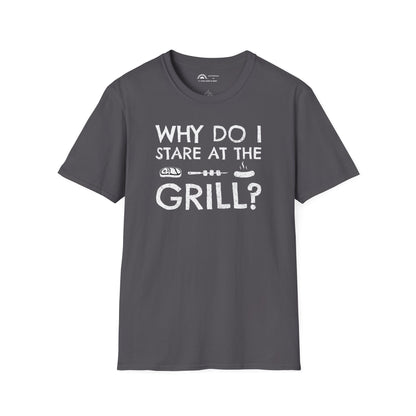 Why Do I Stare at the Grill?  Punchline on Necklabel T-shirt