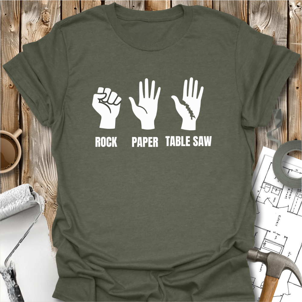 Rock Paper Tablesaw T-shirt