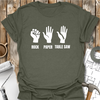 Rock Paper Tablesaw T-shirt